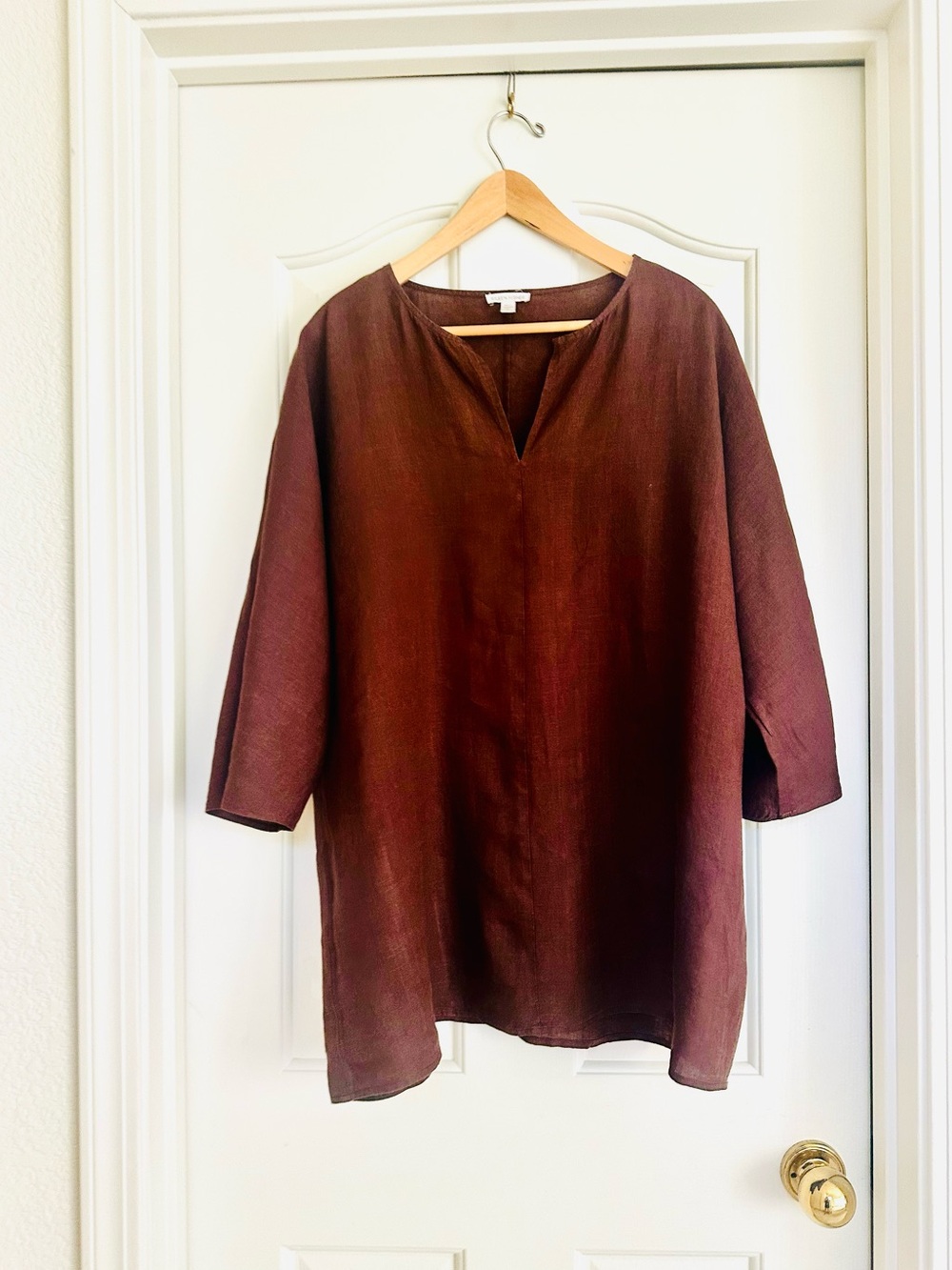 EUC: Eileen Fisher Chocolate Brown Organic Linen Loose Fit Tunic SZ: M